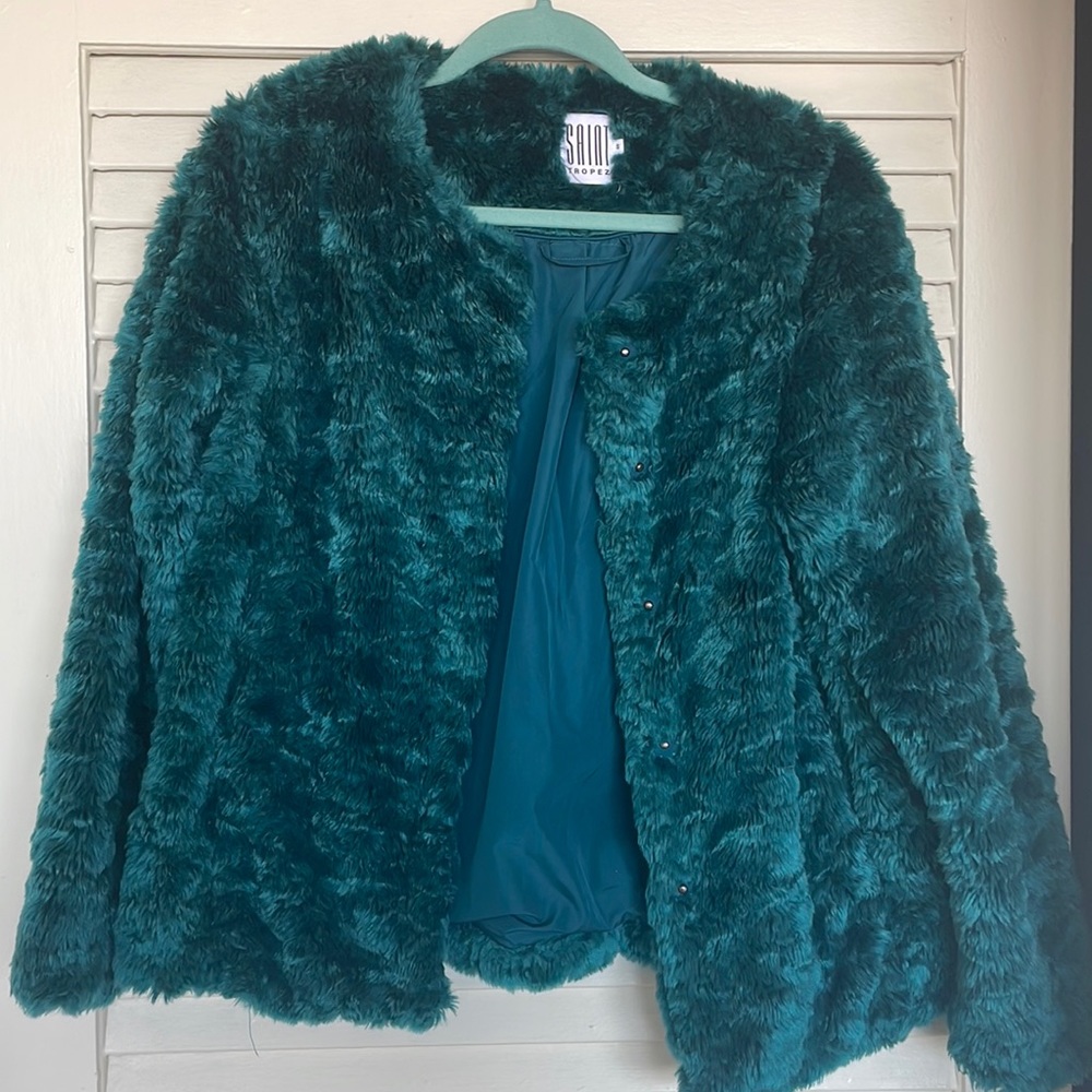 Teal Blue Fur Coat